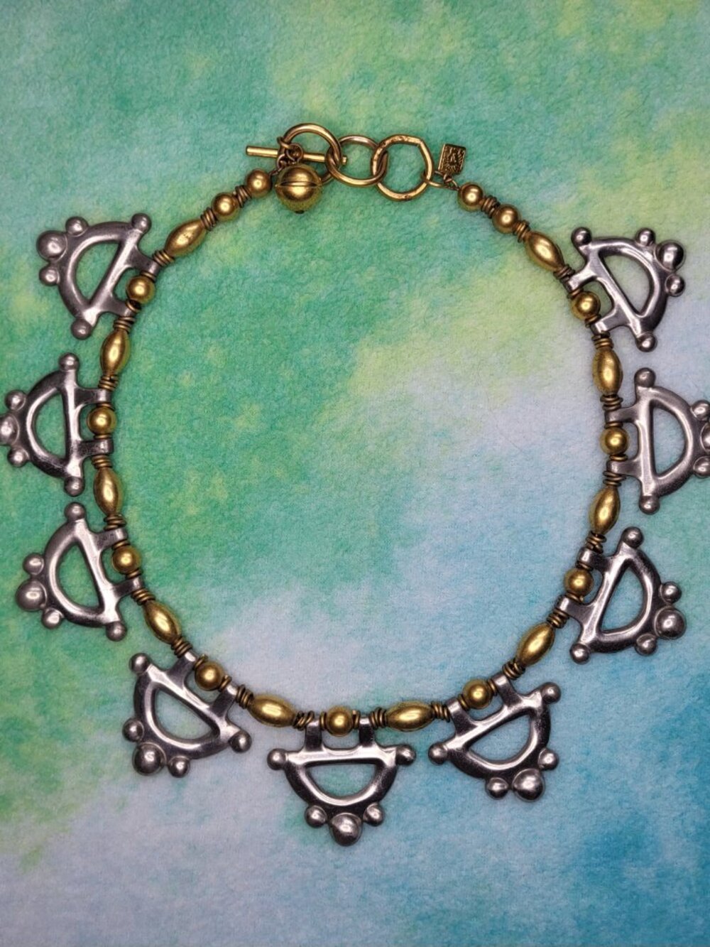 Vintage Brushed Gold & Silver Tone Necklace